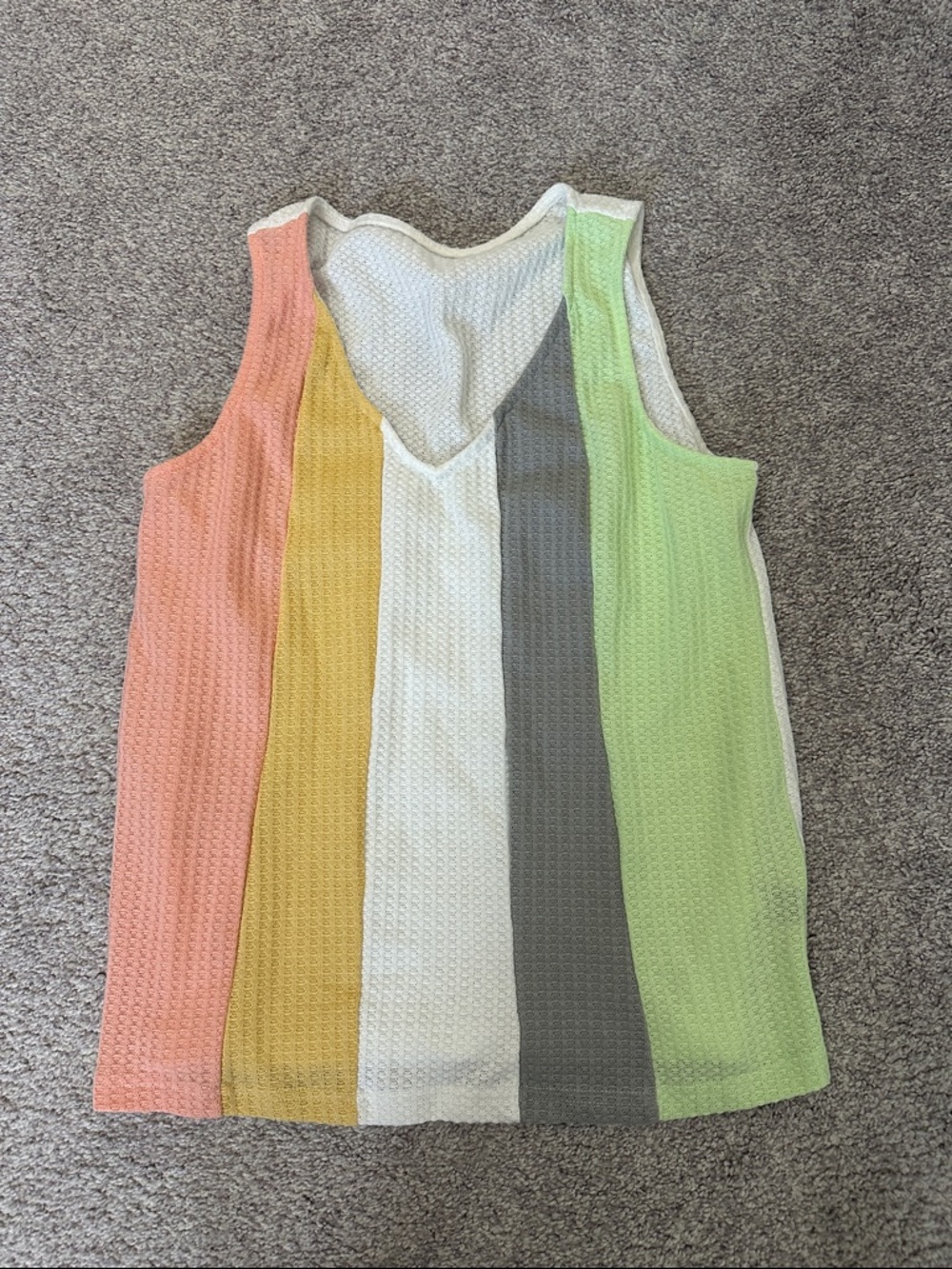 Striped Multicolor Knit Tank Top - White, Pink, Yellow, Gray, Green